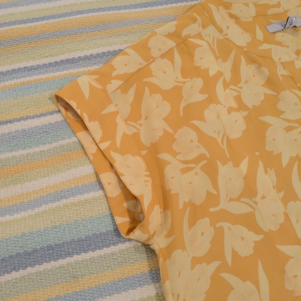 ⭐ Joie Solace Blouse Citrus Split Neck Yellow Floral Print top size XXS - Picture 7 of 16
